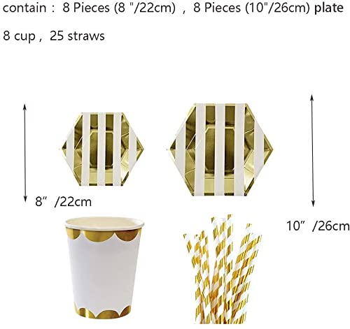 FMOPQ Gold Christmas Party Plates, Cups & Napkins Set