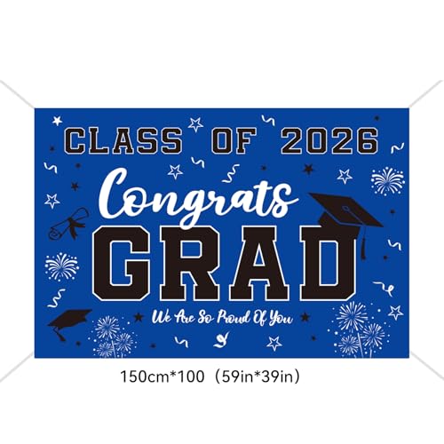 Class of 2026 Black & Gold Graduation Party Banner