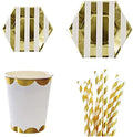 FMOPQ Gold Christmas Party Plates, Cups & Napkins Set