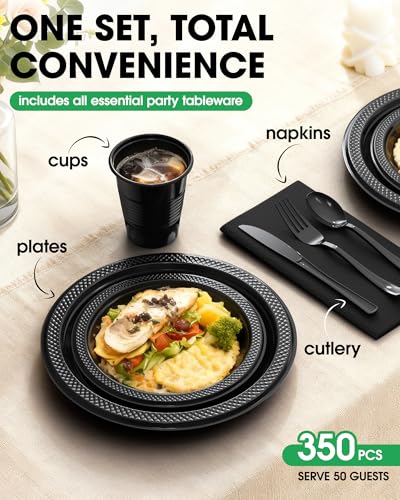 Pureegg 350-Piece Disposable Dinnerware Set for 50 Guests