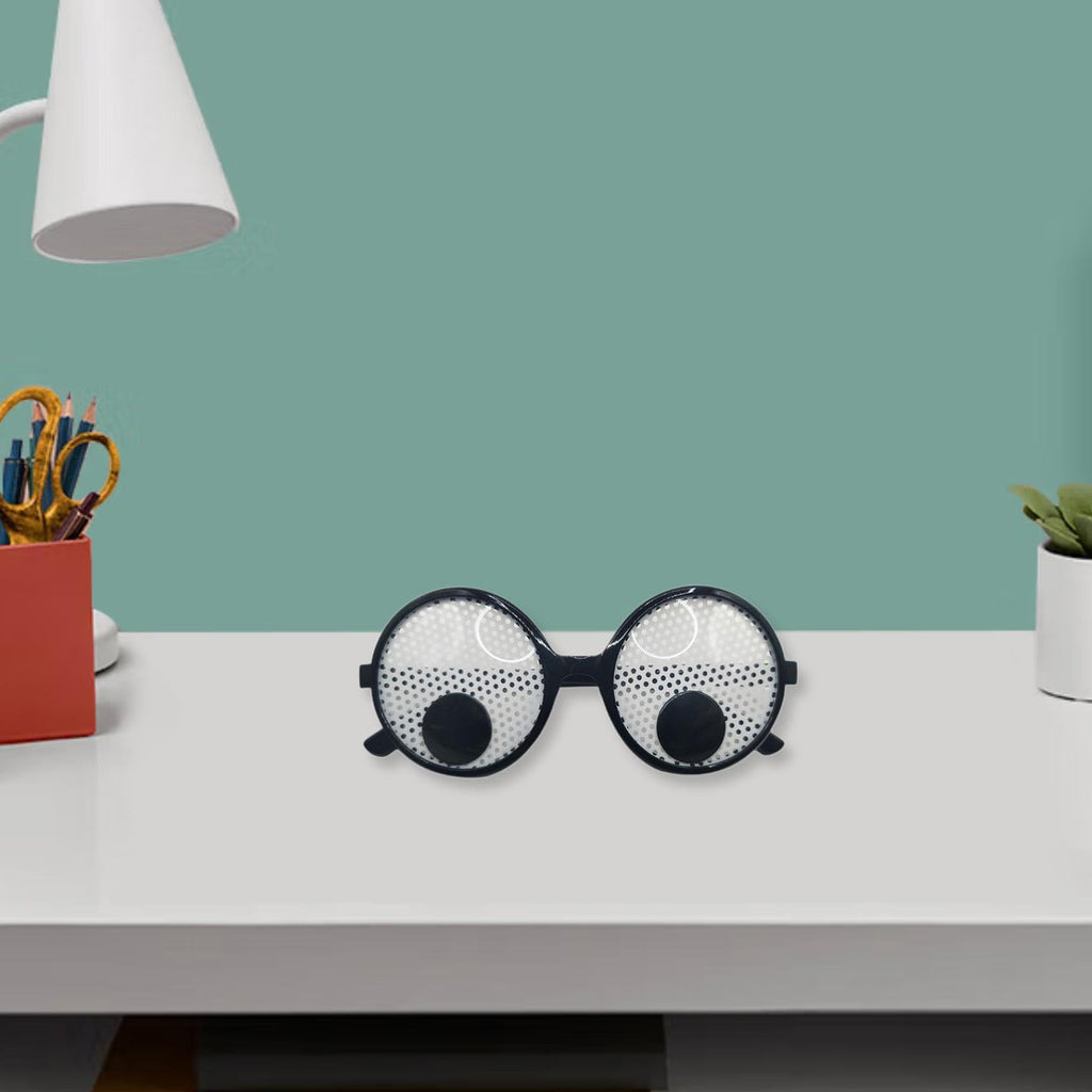 White Mesh Wobble Eye Glasses with Rotating Eyeballs