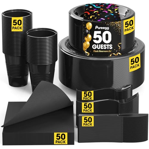 Pureegg 350-Piece Disposable Dinnerware Set for 50 Guests