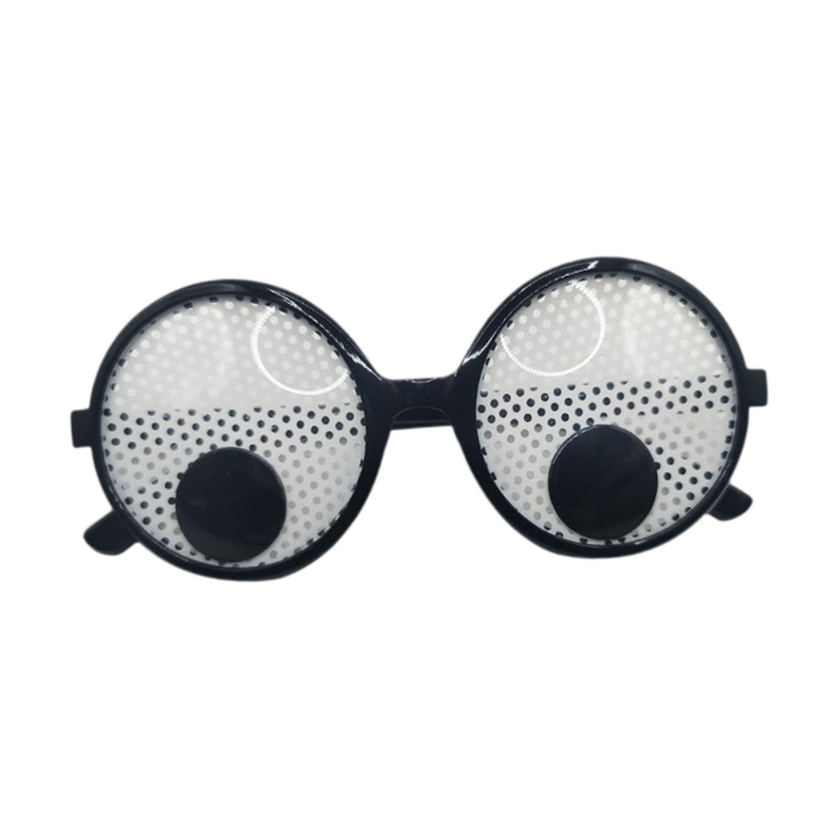 White Mesh Wobble Eye Glasses with Rotating Eyeballs