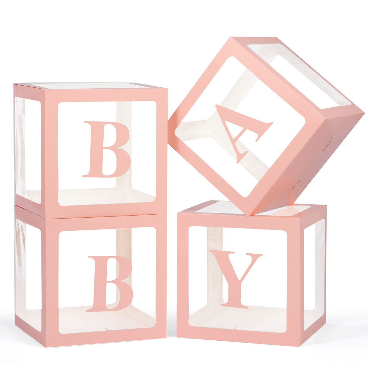 Voircoloria 4 Clear Lettered Balloon Boxes for Baby Showers