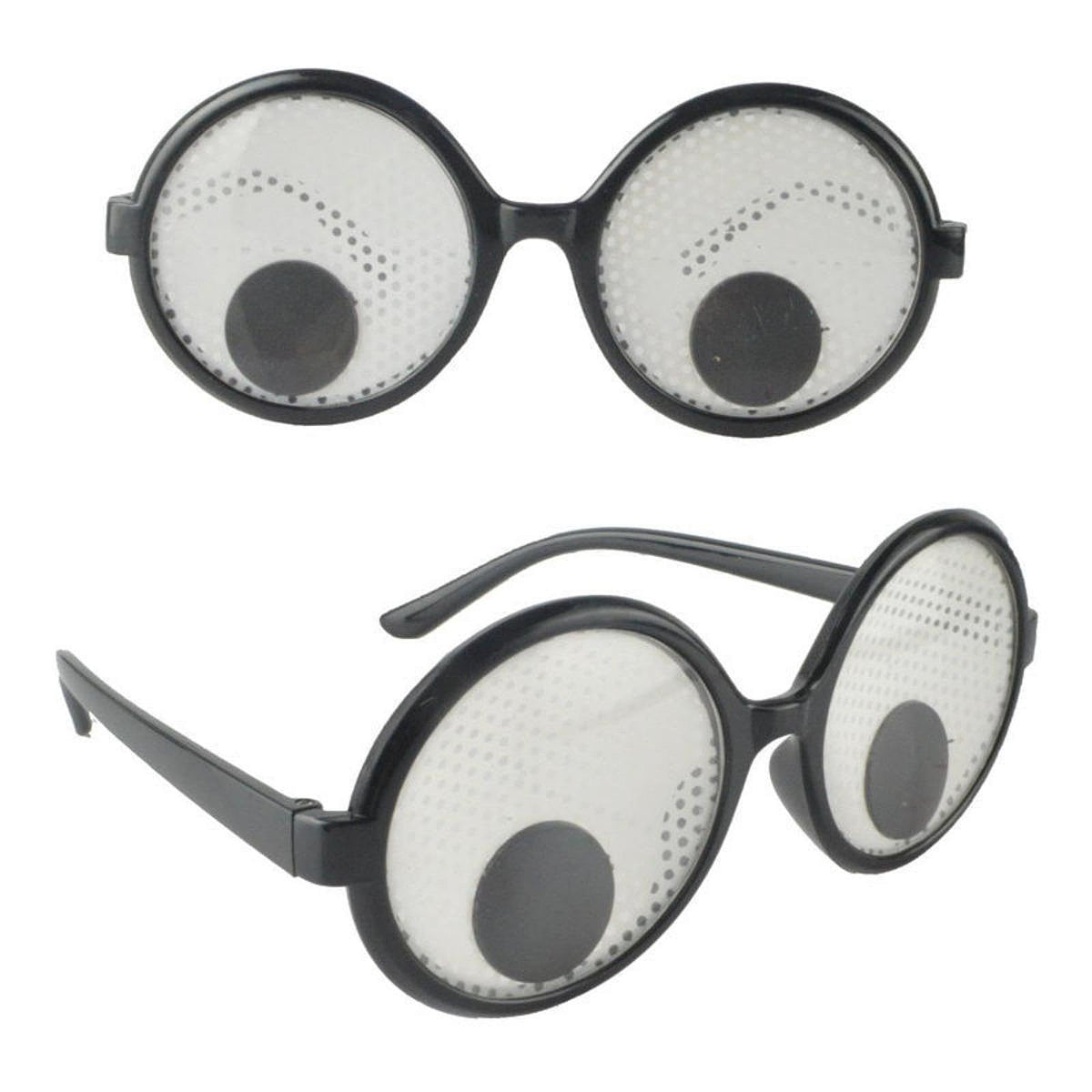 White Mesh Wobble Eye Glasses with Rotating Eyeballs
