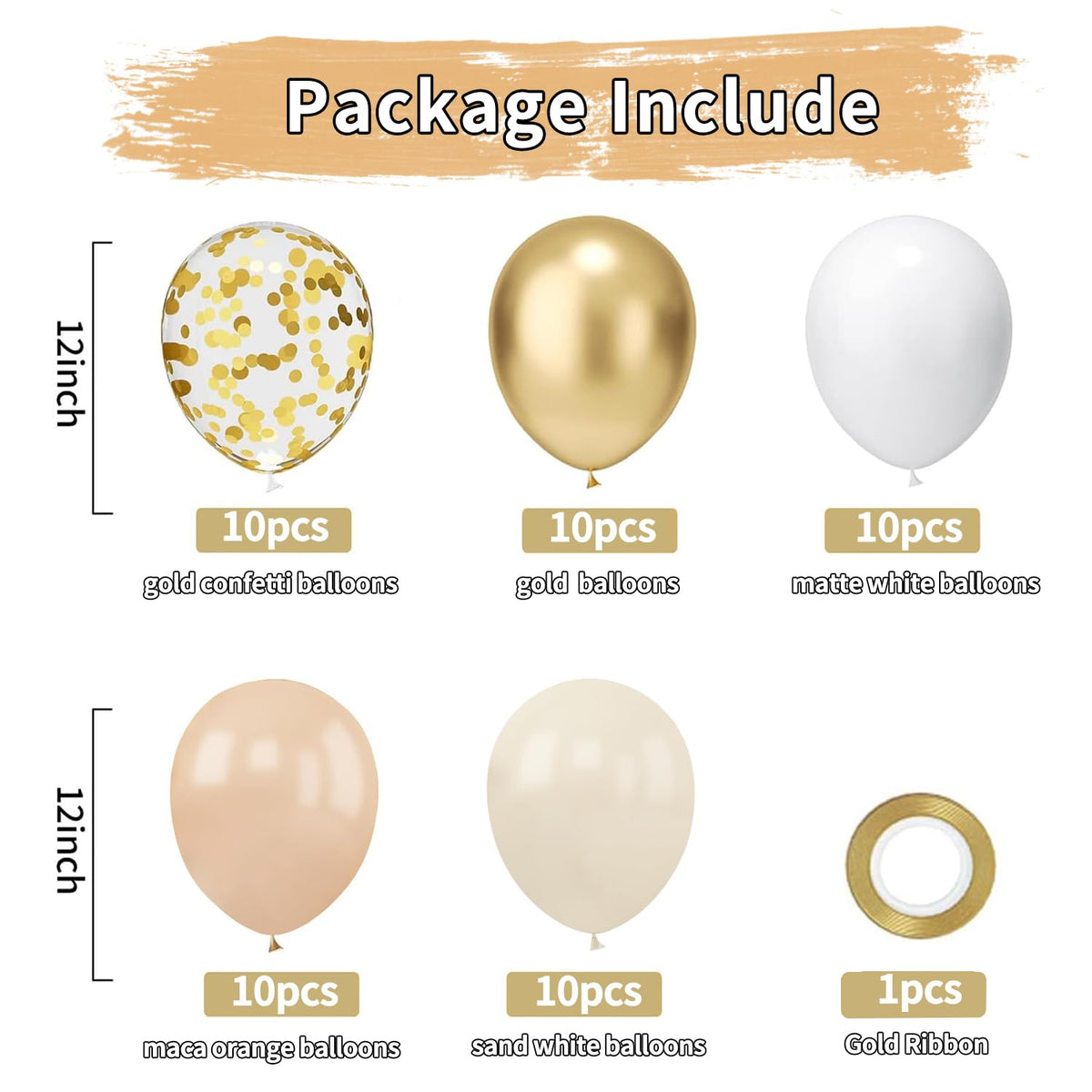 Zesliwy 50-Piece Rose Gold & White Confetti Balloon Set