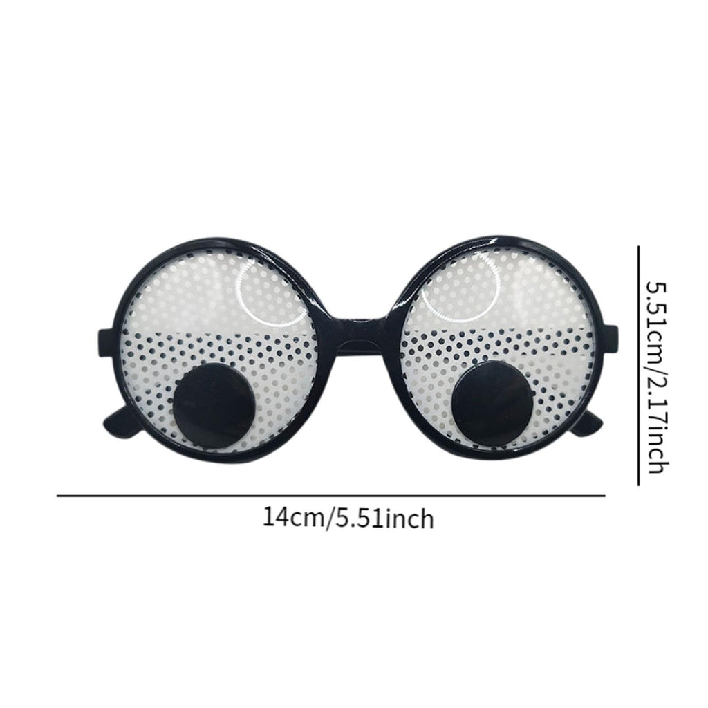 White Mesh Wobble Eye Glasses with Rotating Eyeballs