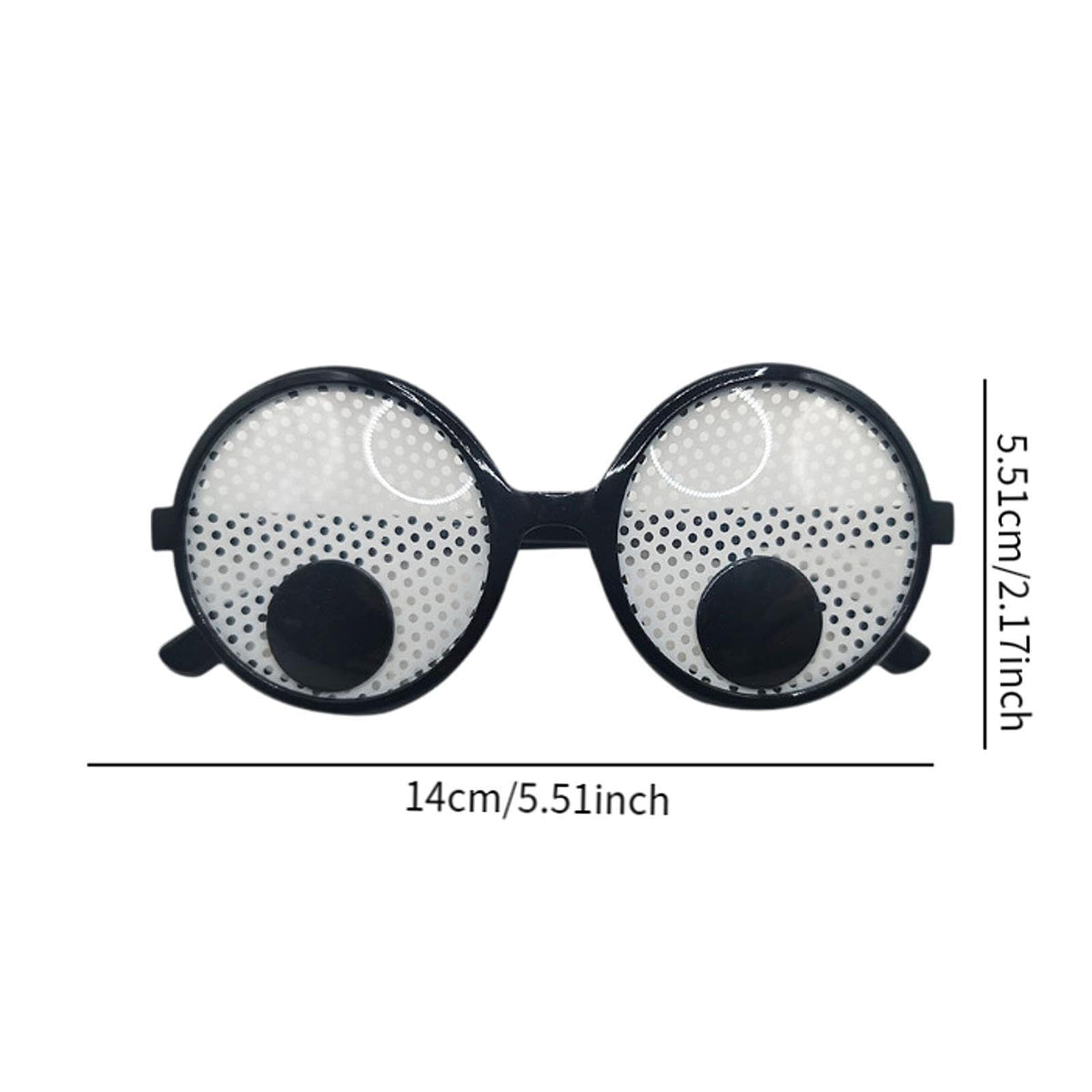 White Mesh Wobble Eye Glasses with Rotating Eyeballs