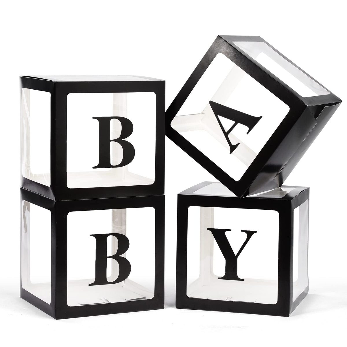 Voircoloria 4 Clear Lettered Balloon Boxes for Baby Showers