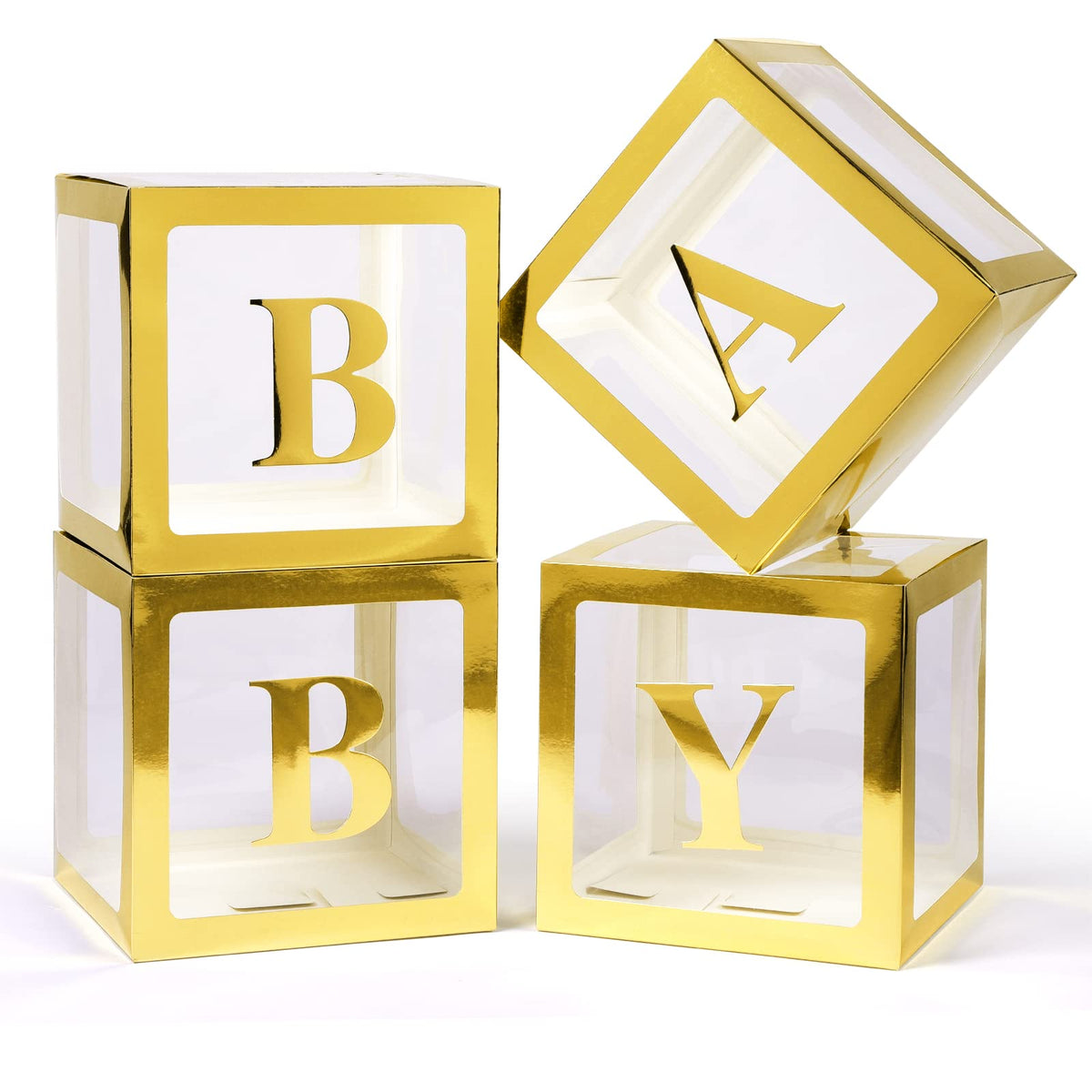 Voircoloria 4 Clear Lettered Balloon Boxes for Baby Showers