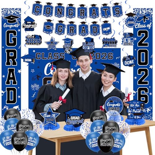 Class of 2026 Black & Gold Graduation Party Banner