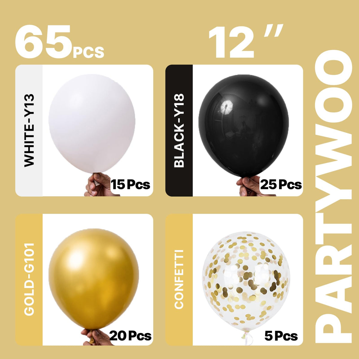 PartyWoo 65-Pack Balloons for Birthdays & Baby Showers