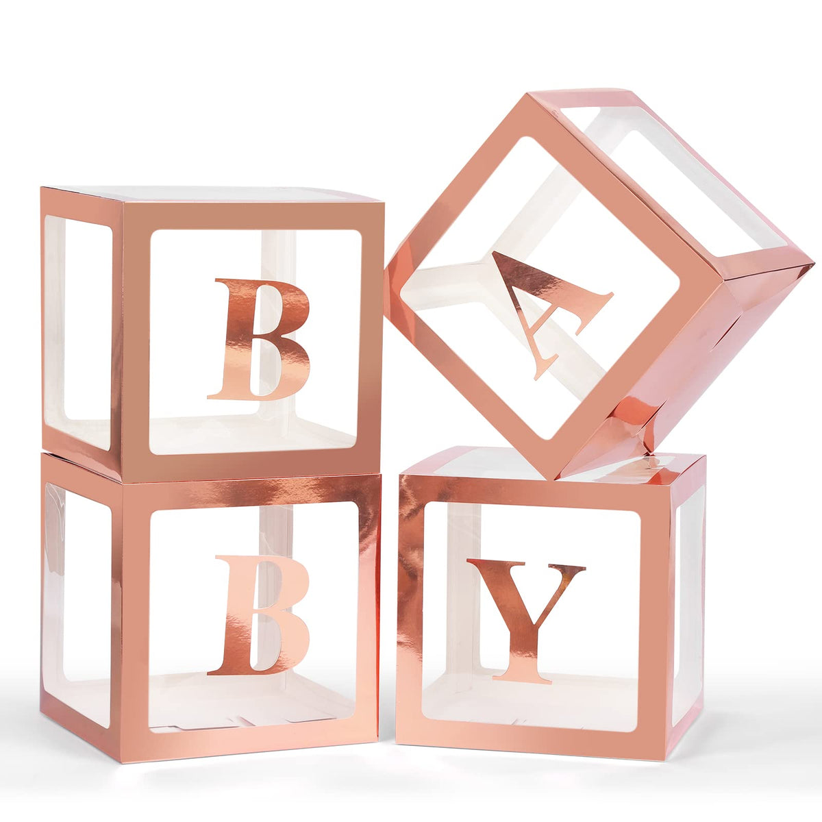 Voircoloria 4 Clear Lettered Balloon Boxes for Baby Showers