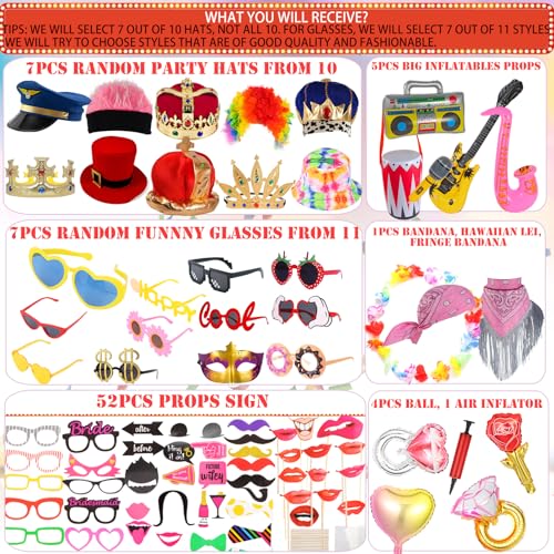 Opulent Photo Booth Props Kit with Hats, Wigs & Glasses