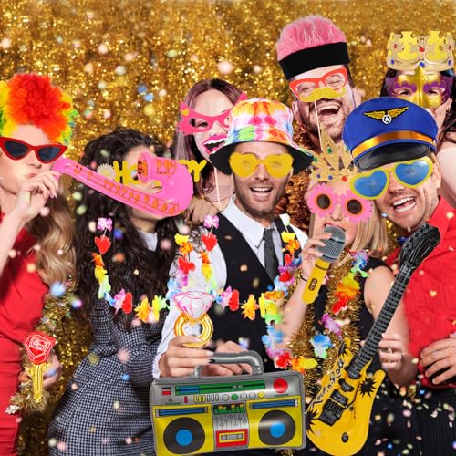 Opulent Photo Booth Props Kit with Hats, Wigs & Glasses