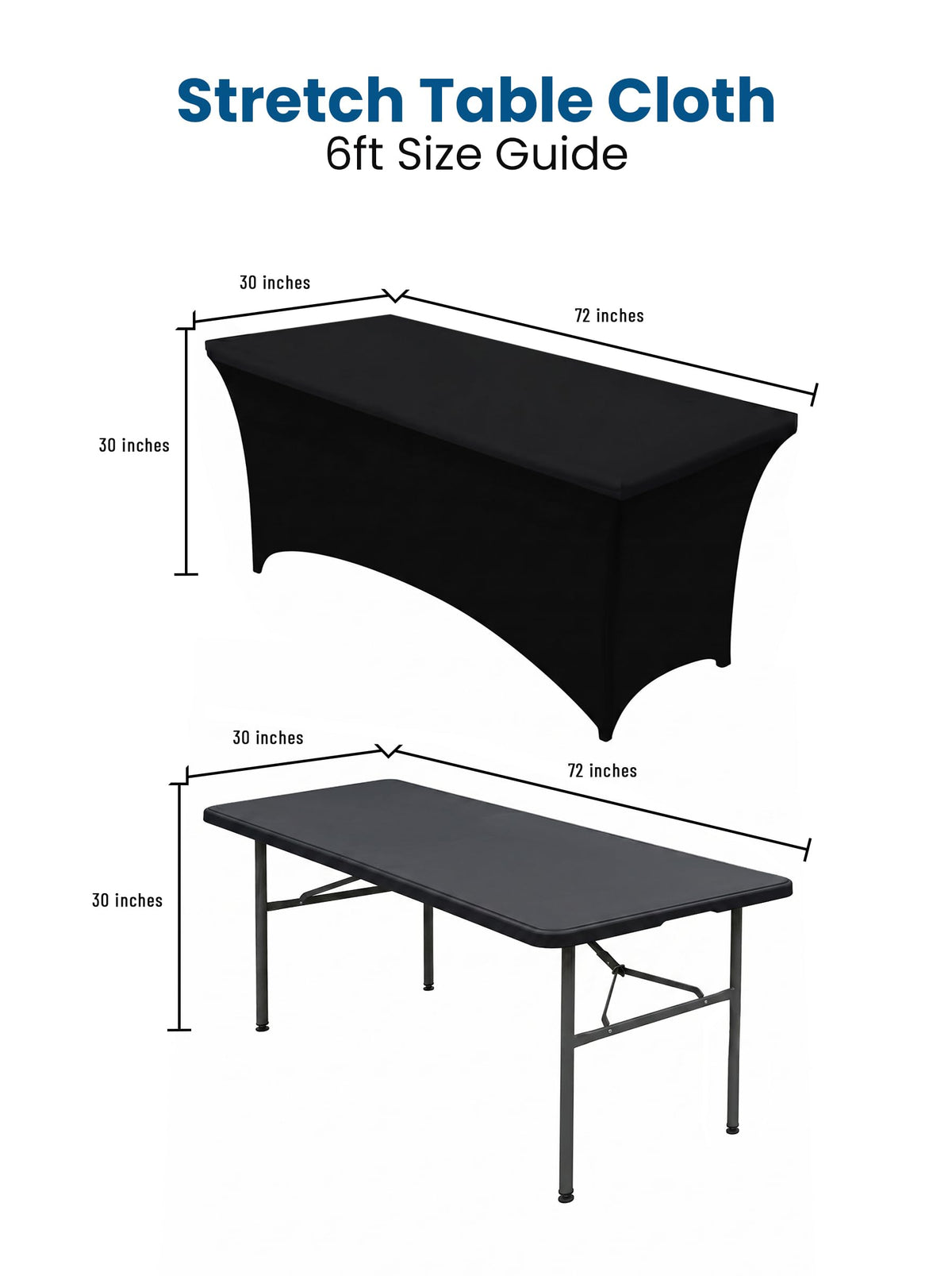 Utopia Kitchen 2-Pack Black 6FT Spandex Tablecloths