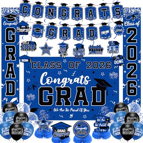 Class of 2026 Black & Gold Graduation Party Banner