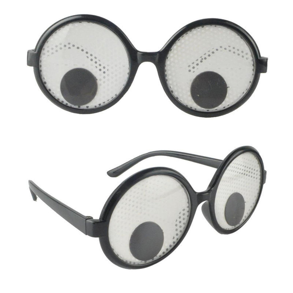 White Mesh Wobble Eye Glasses with Rotating Eyeballs