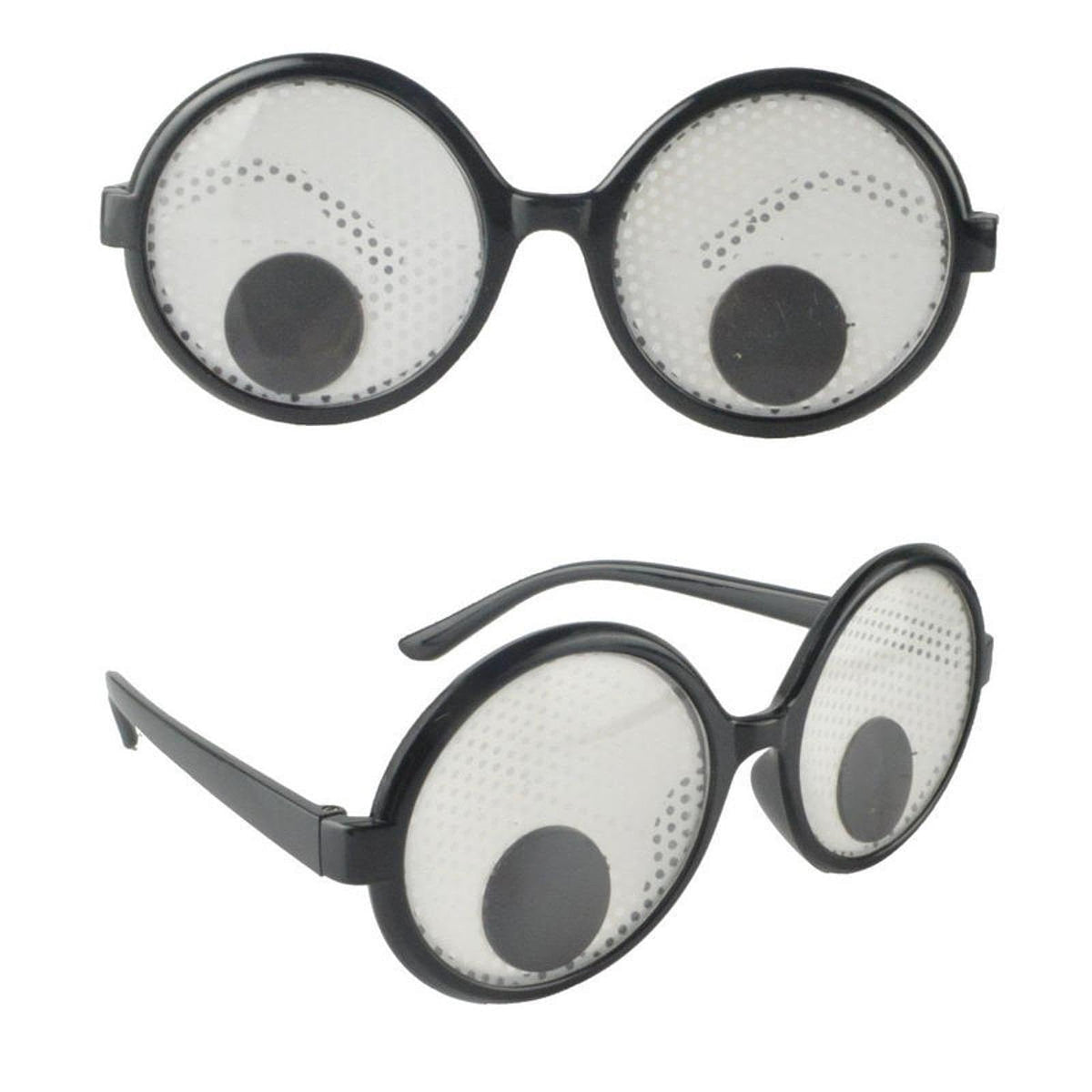 White Mesh Wobble Eye Glasses with Rotating Eyeballs