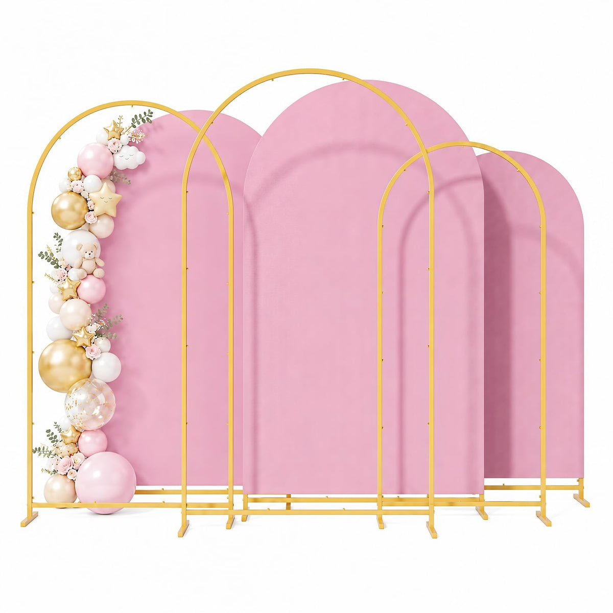 3-Piece Metal Arch Backdrop Stand Set with Covers, 6–7.2FT
