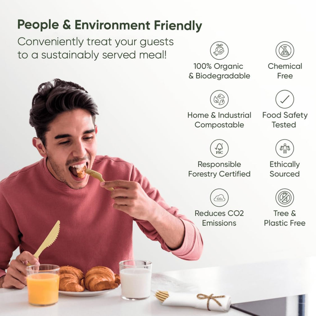 EcoPreps Pre-Rolled Bamboo Cutlery & Napkin Set