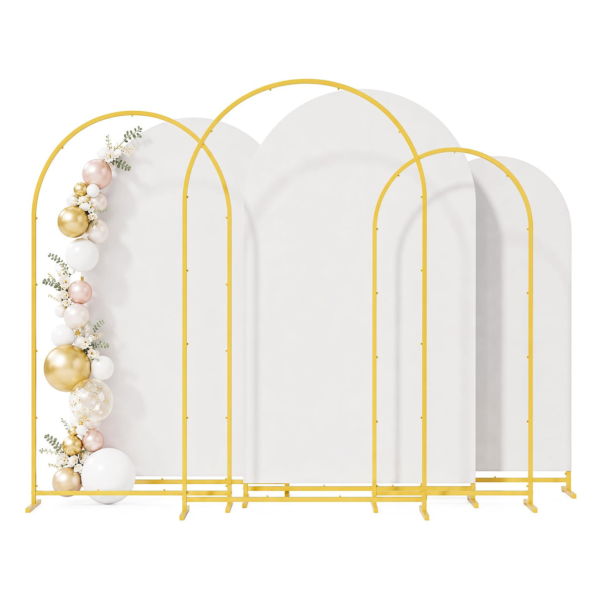 3-Piece Metal Arch Backdrop Stand Set with Covers, 6–7.2FT