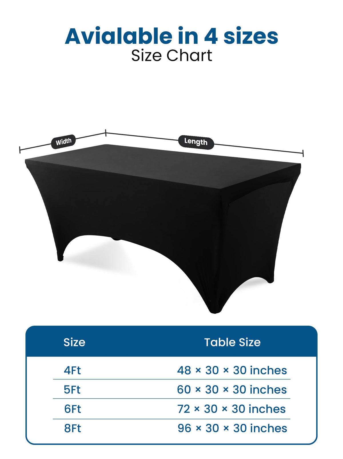 Utopia Kitchen 2-Pack Black 6FT Spandex Tablecloths