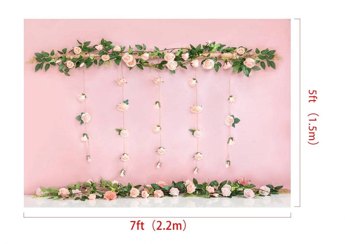 Pink Rose Floral Photography Backdrop for Weddings & Parties