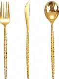 WELLIFE 100-Pack Gold Pre-Rolled Plastic Cutlery Sets