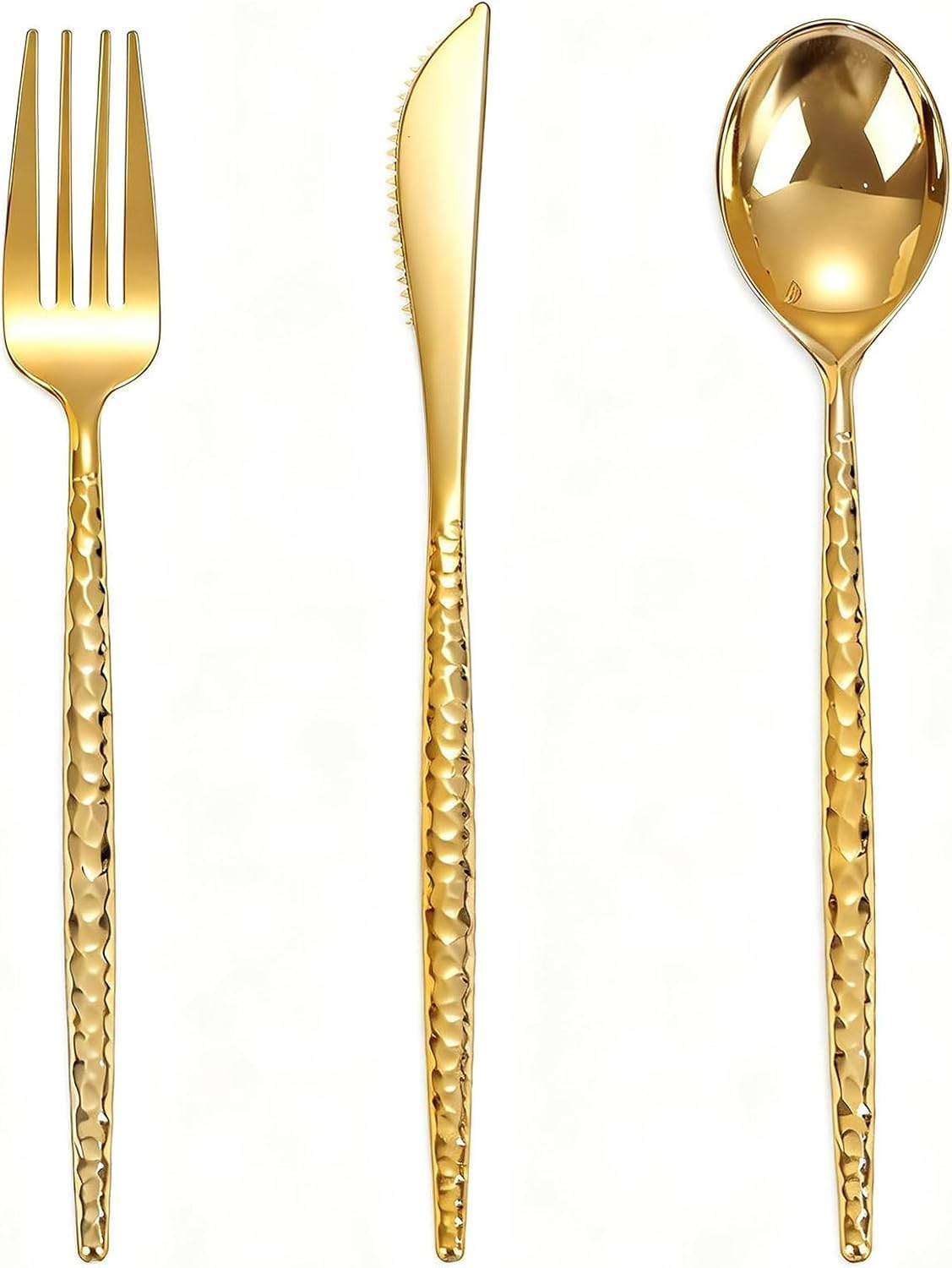 WELLIFE 100-Pack Gold Pre-Rolled Plastic Cutlery Sets