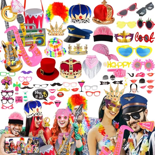 Opulent Photo Booth Props Kit with Hats, Wigs & Glasses