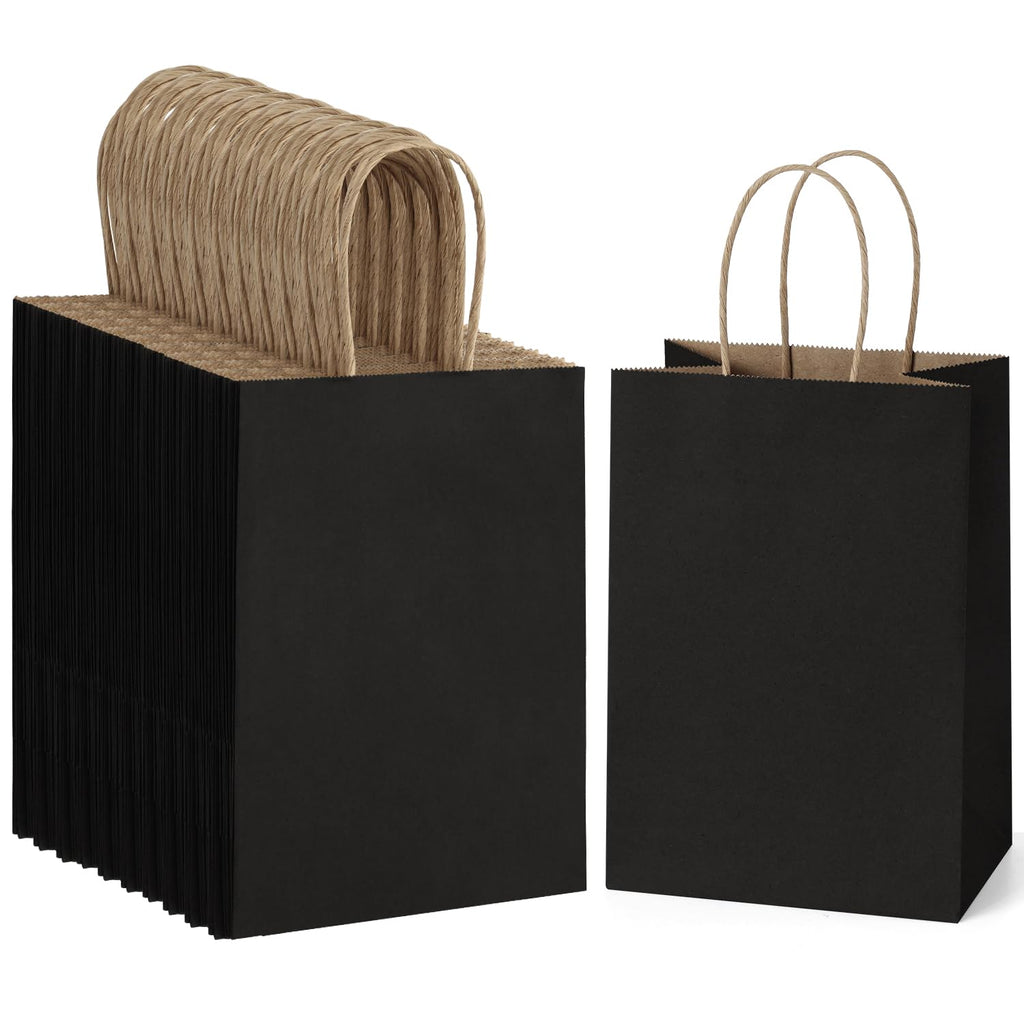 BagDream 100-Pack Kraft Gift Bags with Handles, 5.25x3x8