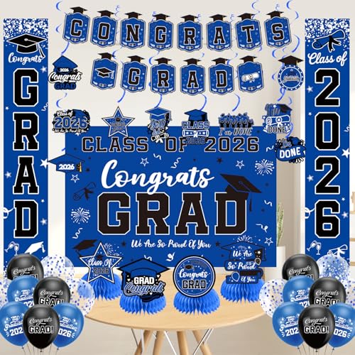 Class of 2026 Black & Gold Graduation Party Banner