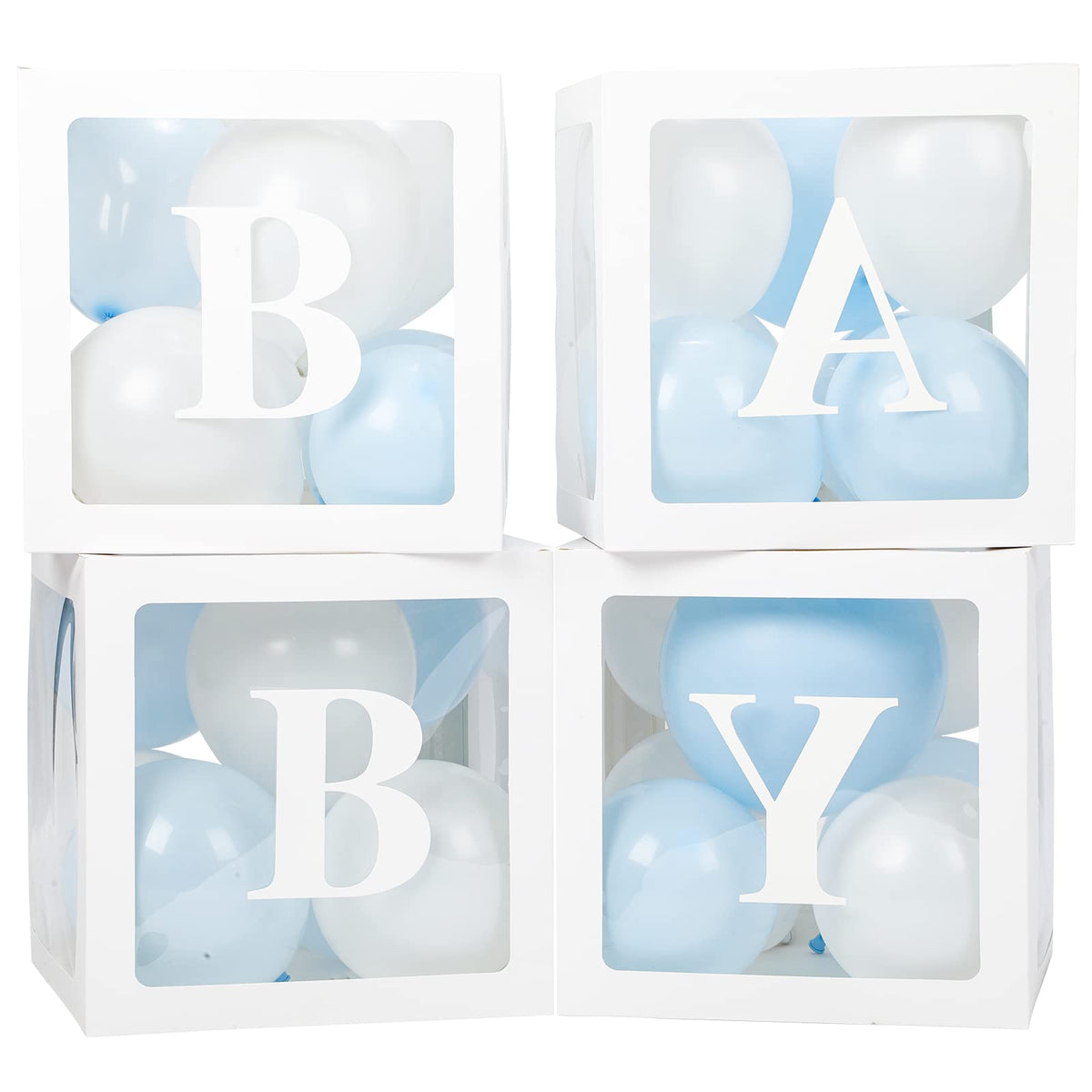 Voircoloria 4 Clear Lettered Balloon Boxes for Baby Showers