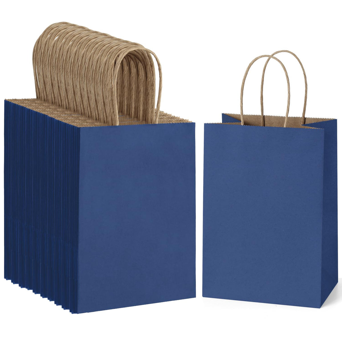 BagDream 100-Pack Kraft Gift Bags with Handles, 5.25x3x8