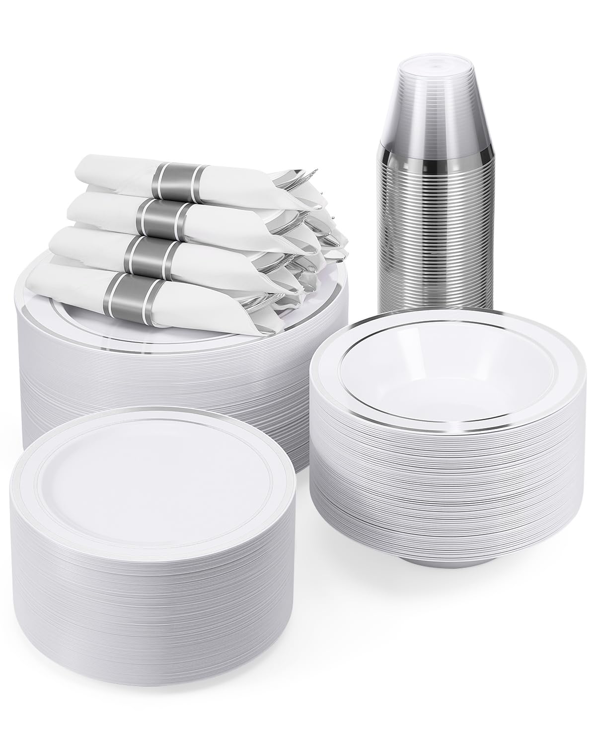 Goodluck Pre-Rolled Plastic Dinnerware Set for Parties