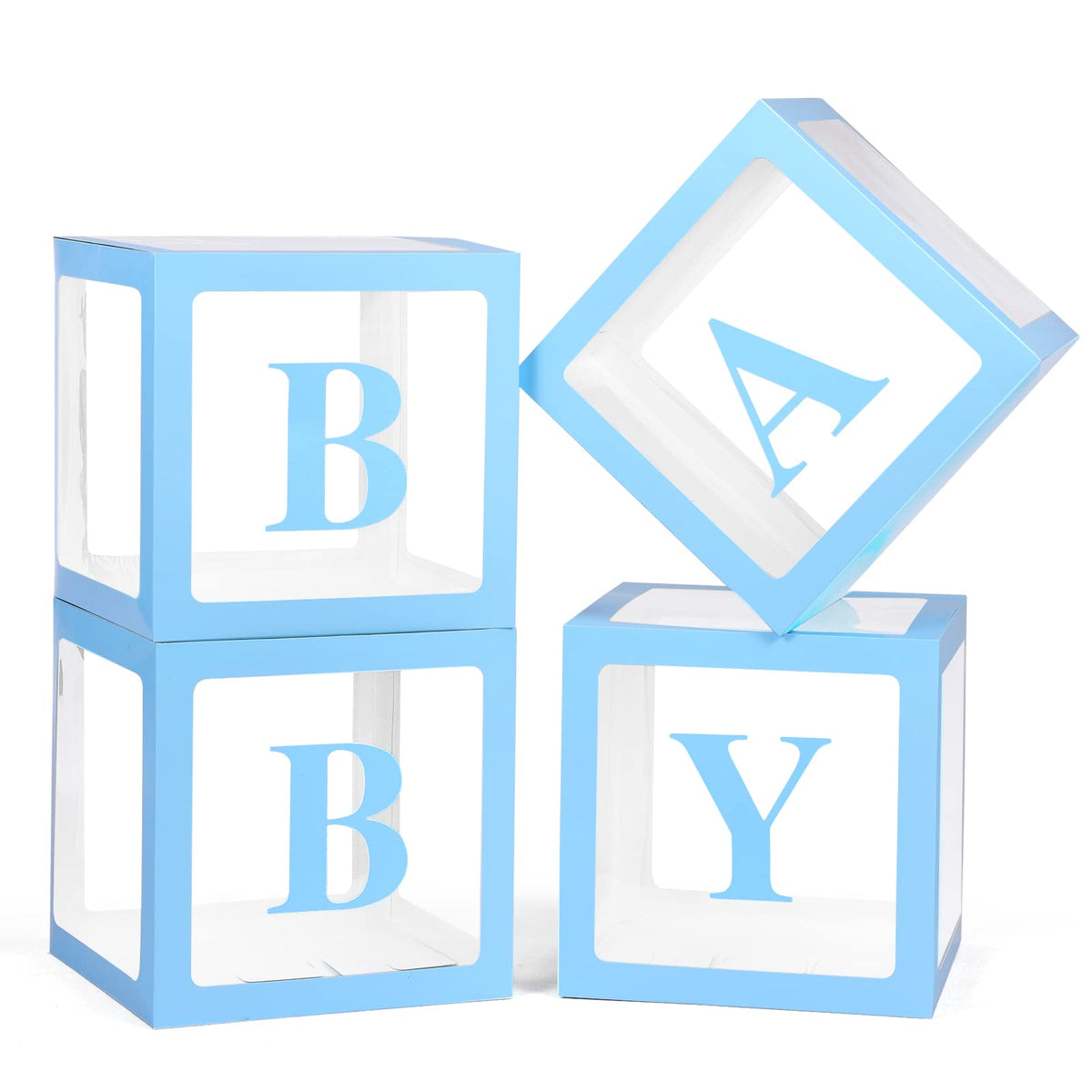 Voircoloria 4 Clear Lettered Balloon Boxes for Baby Showers