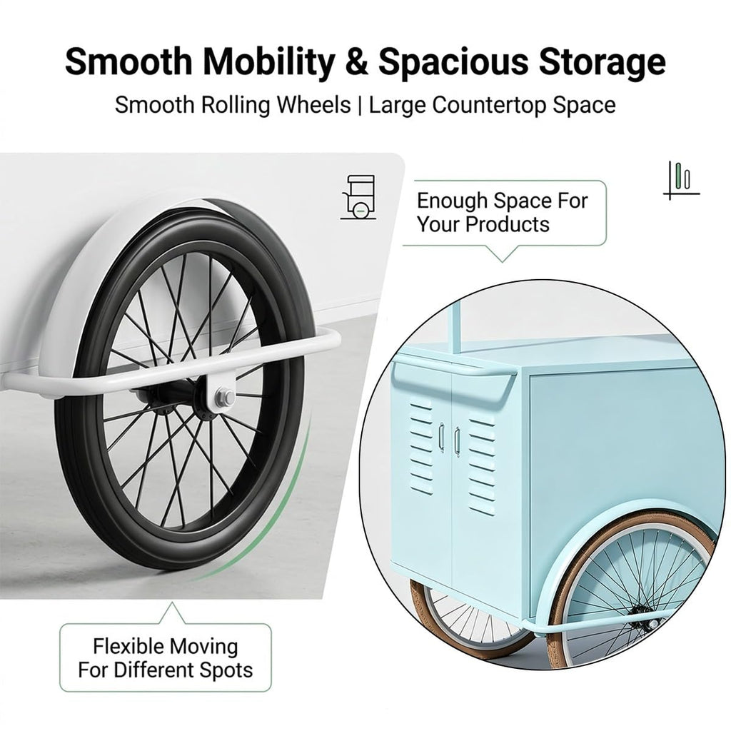 Mobile Iron Snack Cart with Wheels for Parties & Events
