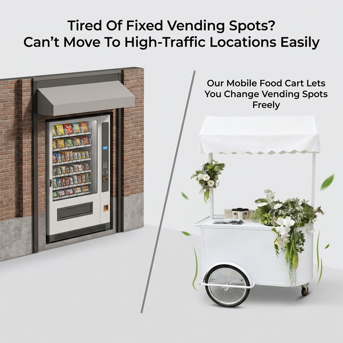 Mobile Iron Snack Cart with Wheels for Parties & Events