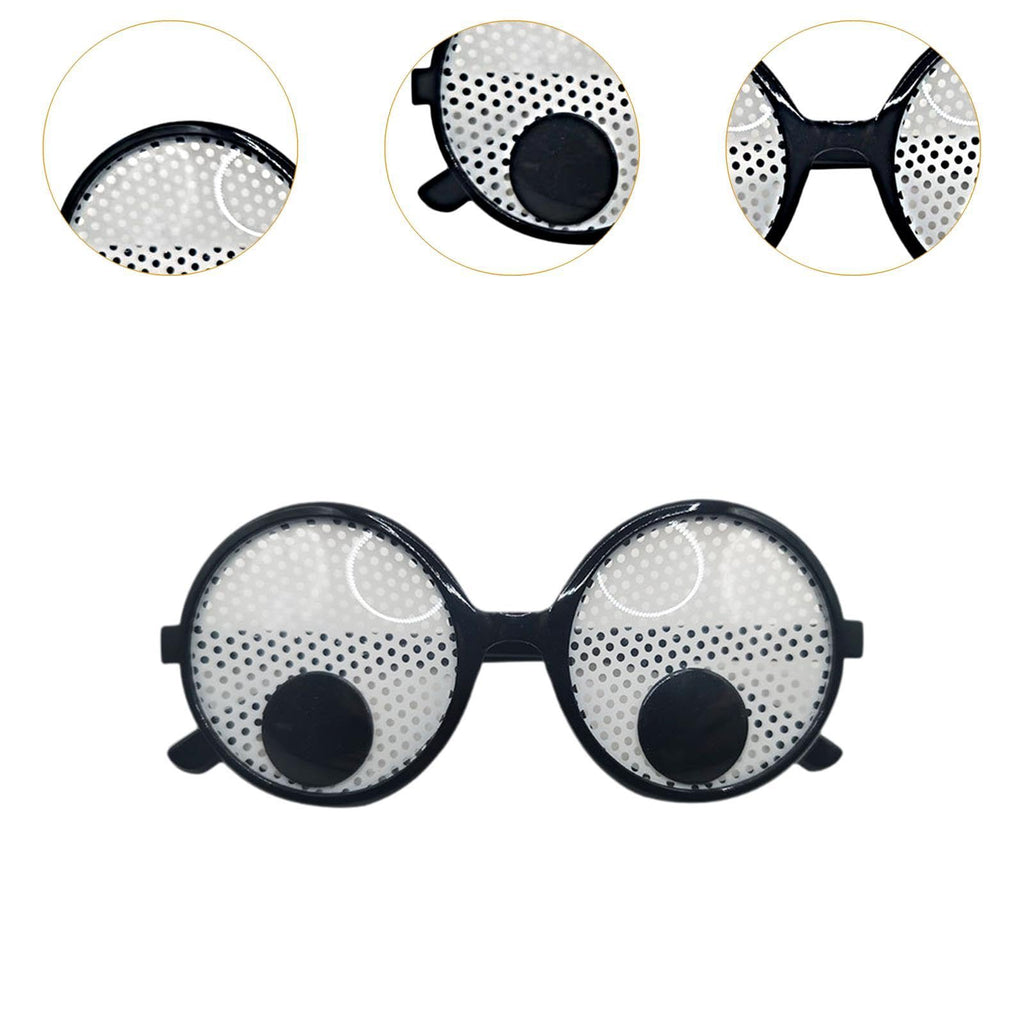 White Mesh Wobble Eye Glasses with Rotating Eyeballs