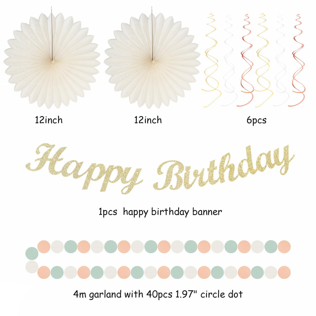 Hugmoon Birthday Decoration Set with Pom Poms & Lanterns