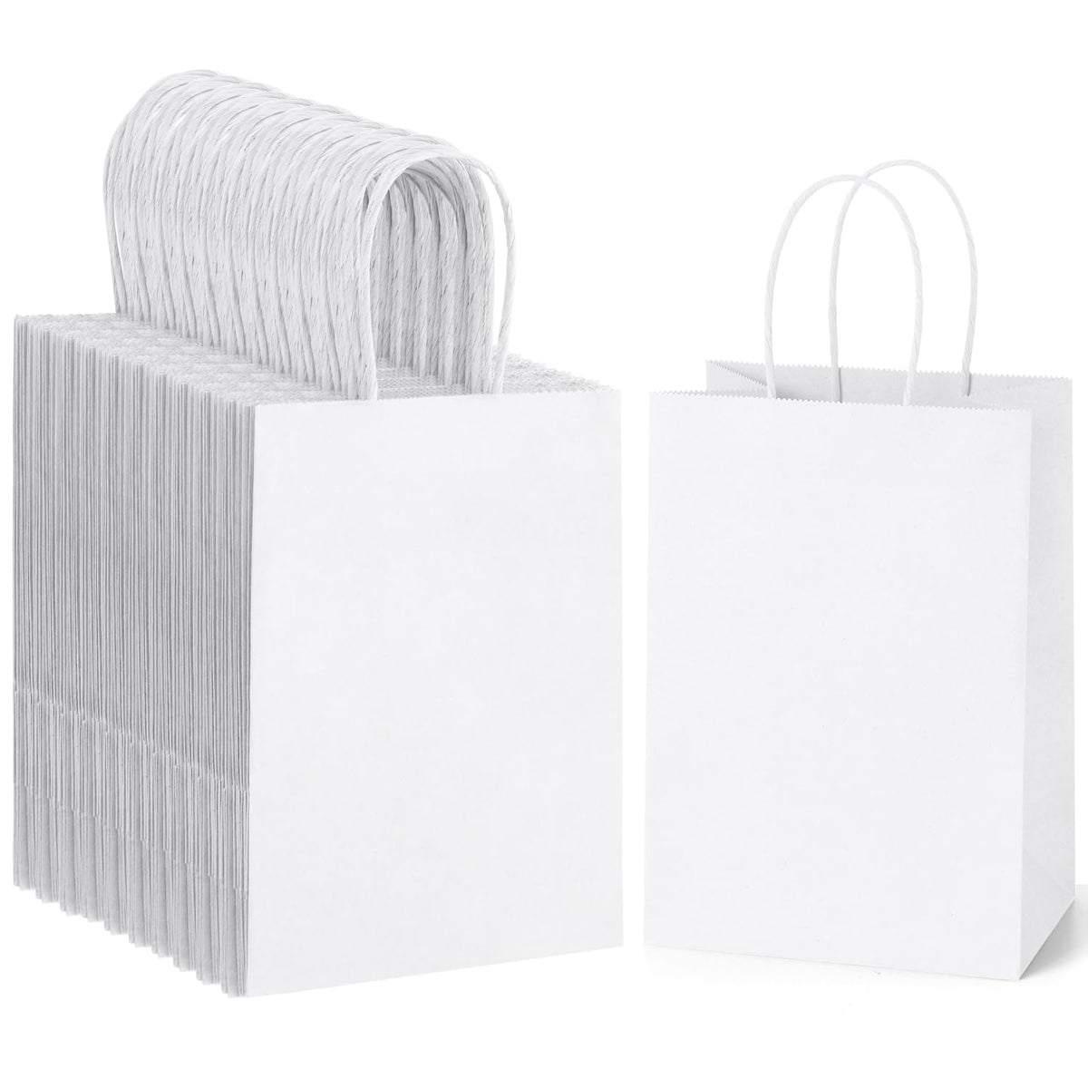 BagDream 100-Pack Kraft Gift Bags with Handles, 5.25x3x8