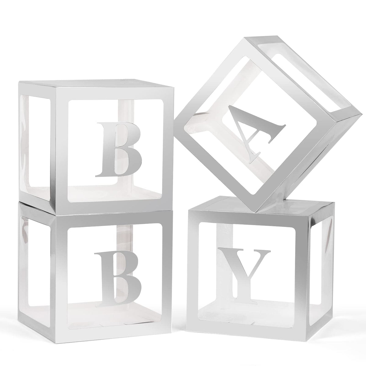 Voircoloria 4 Clear Lettered Balloon Boxes for Baby Showers