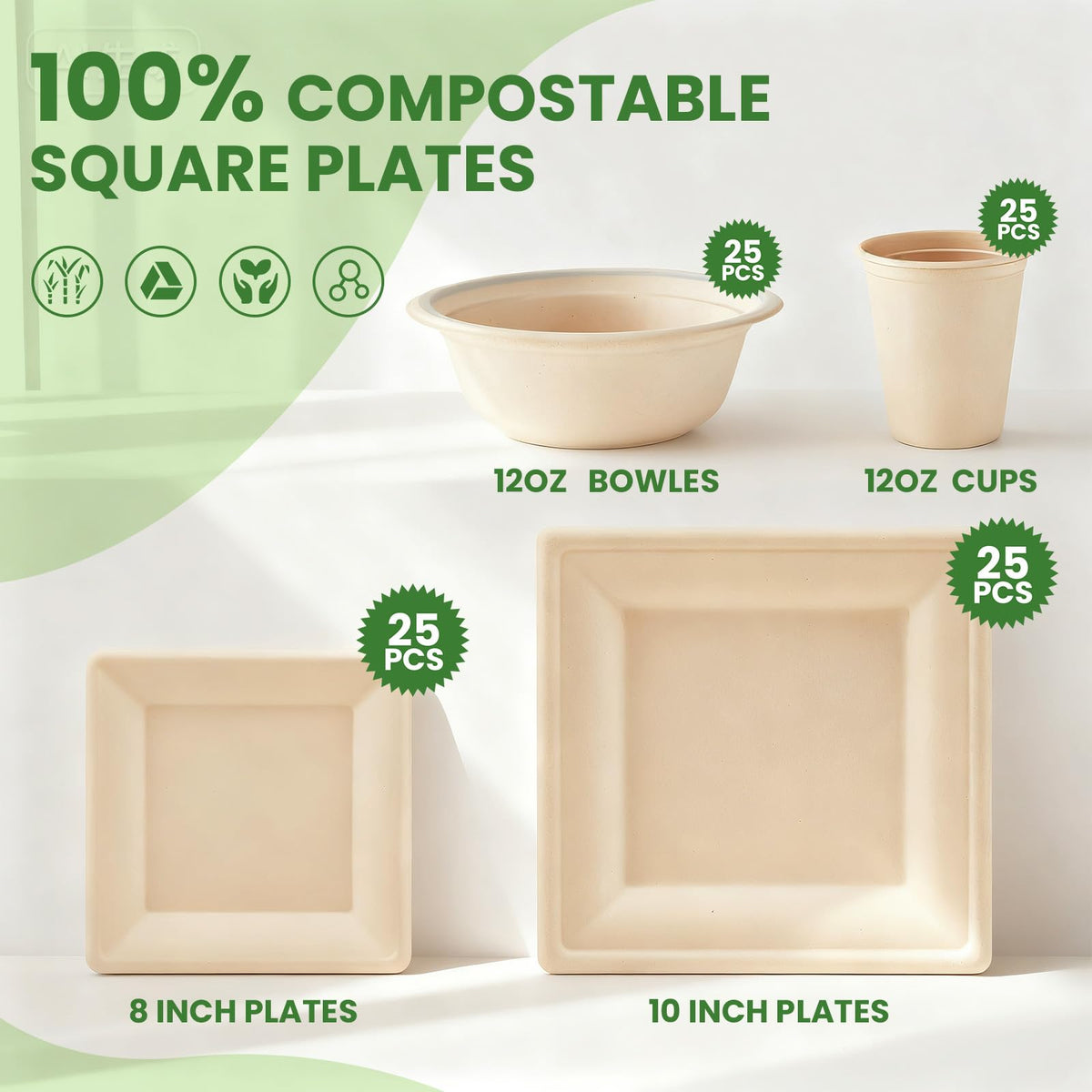 Havawish Compostable Paper Plate & Bowl Set for Parties