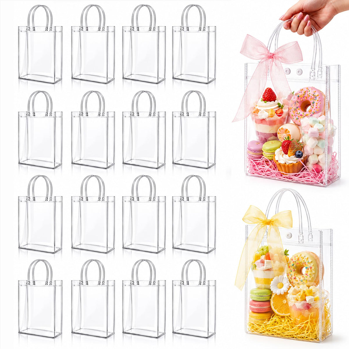 MAQIHAN Clear PVC Gift Bags with Handles for Party Favors