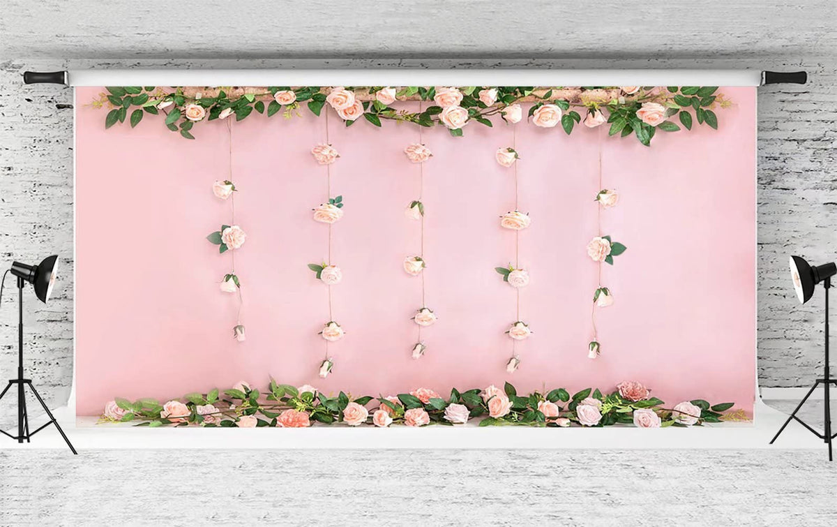 Pink Rose Floral Photography Backdrop for Weddings & Parties