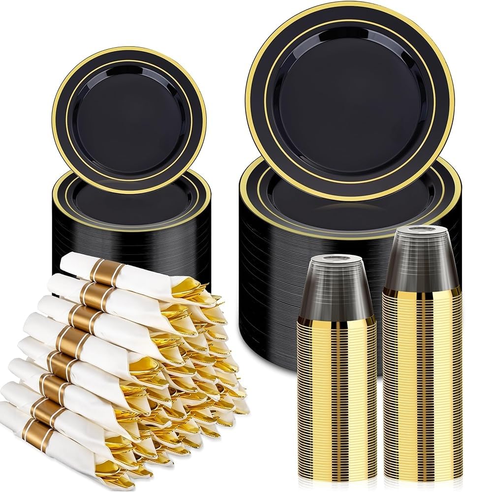 BESTVIP Disposable Party Dinnerware Set for Celebrations