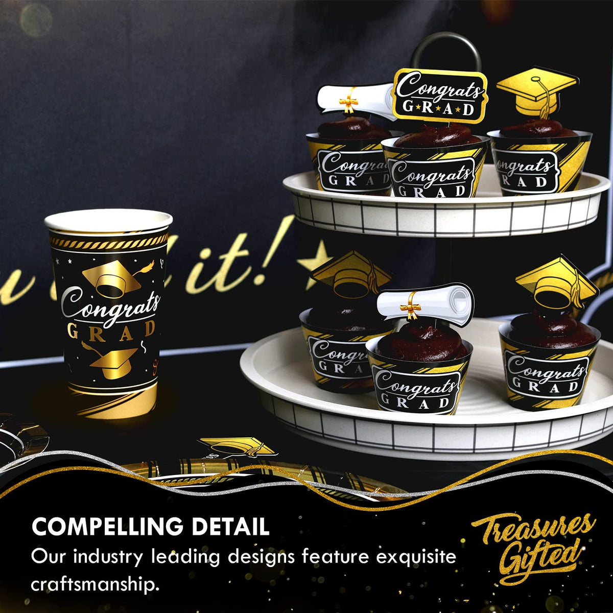 Treasures Gifted 2026 Gold Graduation Tableware Set for 24