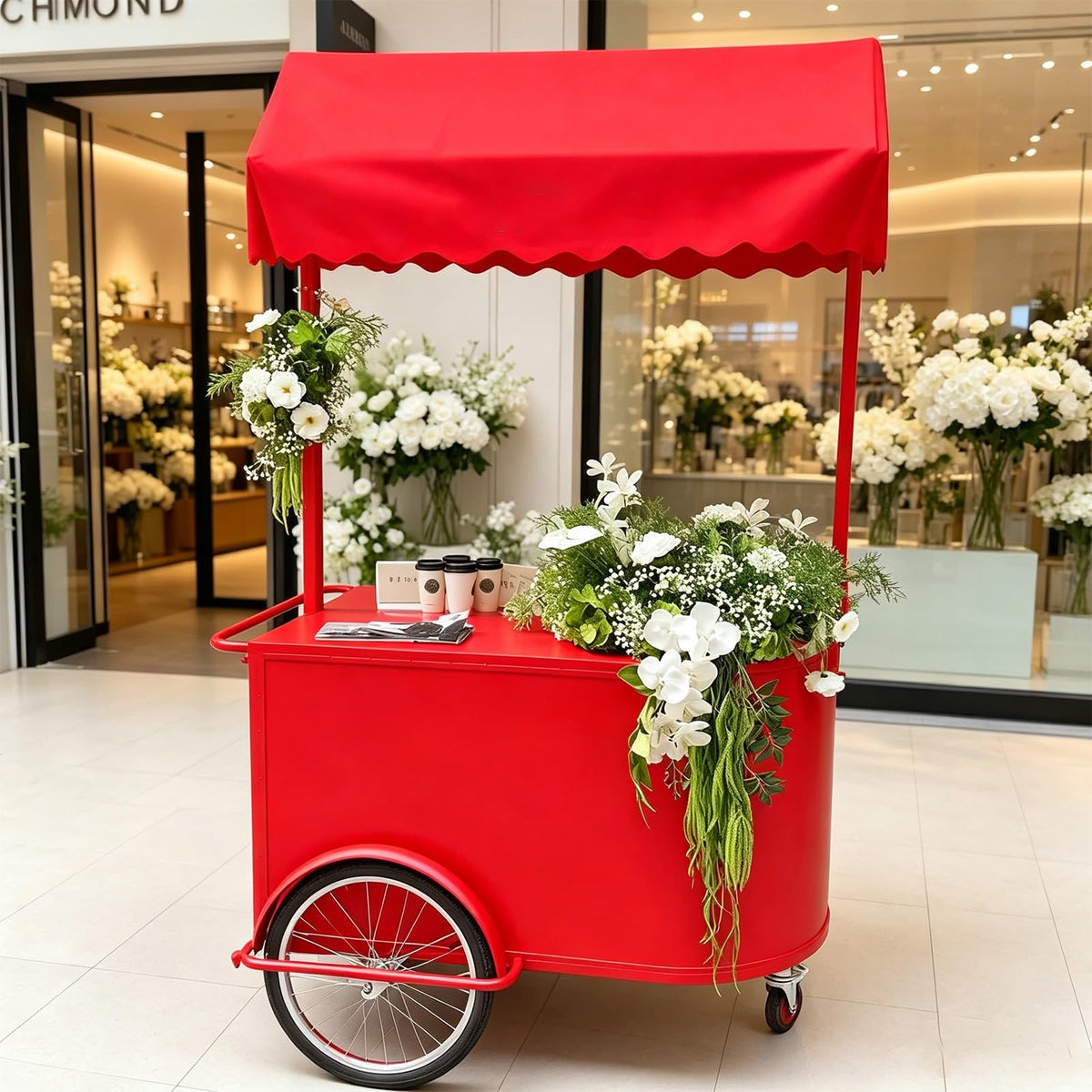 Mobile Iron Snack Cart with Wheels for Parties & Events