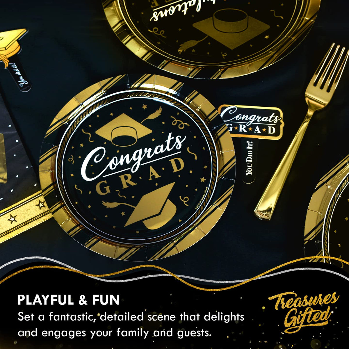 Treasures Gifted 2026 Gold Graduation Tableware Set for 24